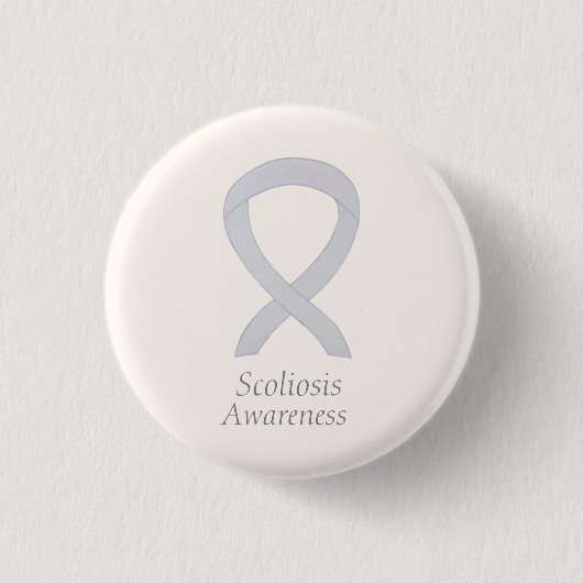 Scoliose Awareness White Ribbon Custom Art Button (Vorderseite)