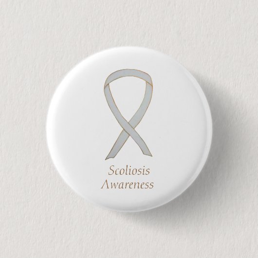 Scoliose Awareness White Ribbon Custom Art Button (Vorderseite)