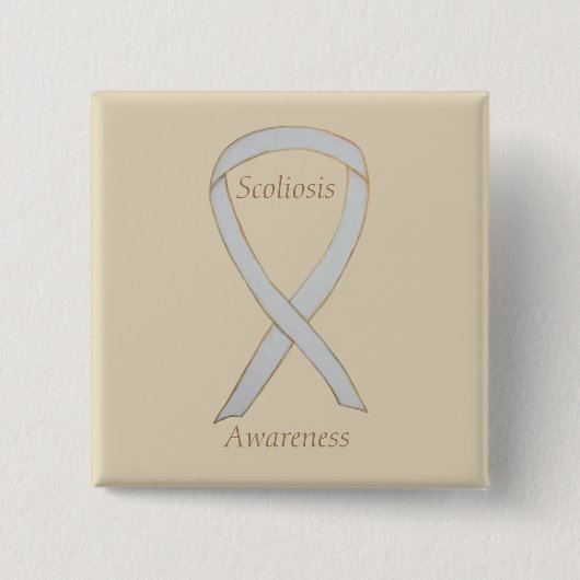 Scoliose Awareness White Ribbon Custom Art Button (Vorderseite)