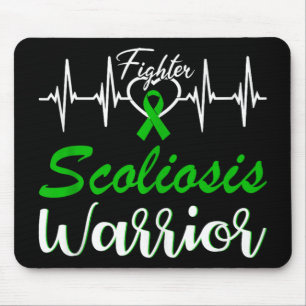 Scoliose Warrior Heartbeat Fight Green Ribbon Lov Mousepad