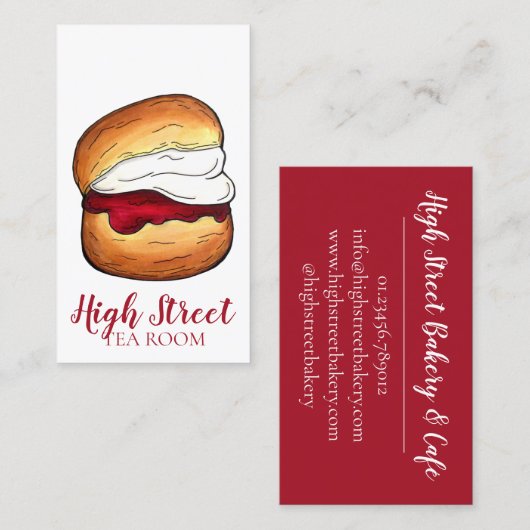 Scone Clotted Cream Jam Tea Shoppe Café Bäckerei Visitenkarte (Vorne/Hinten)