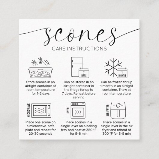 Scones Instructions Moderne Minimal Logo Bakery Quadratische Visitenkarte (Vorderseite)