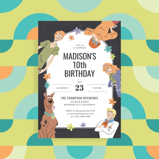 Scooby-Doo Charaktere Groovy Chalkboard Geburtstag Einladung