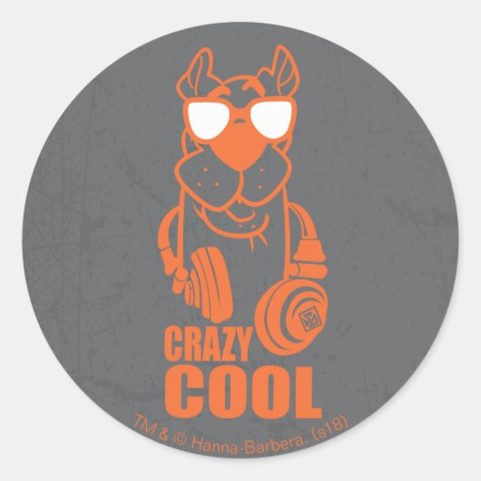 Scooby-Doo "Crazy Cool" Headphone Grafik Runder Aufkleber (Vorderseite)