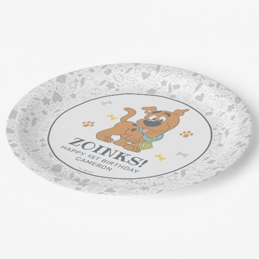 Scooby-Doo First Birthday Pappteller (Schrägansicht)