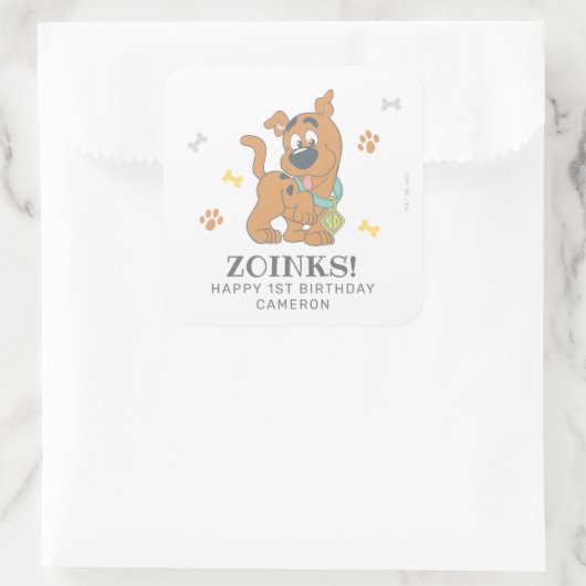 Scooby-Doo First Birthday Quadratischer Aufkleber (Tasche)
