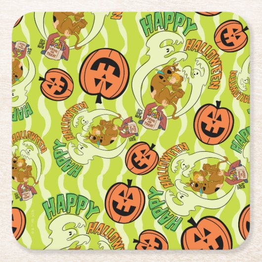 Scooby-Doo | Fröhliches Halloween-Muster Rechteckiger Pappuntersetzer (Vorderseite)