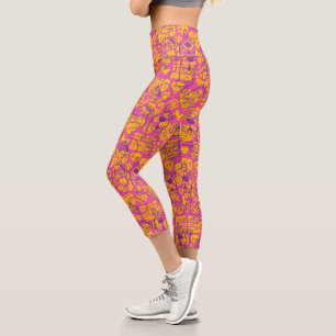 Scooby-Doo Funky Flower Pattern Capri Leggings