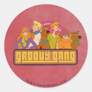 Scooby-Doo   "Groovy Gang" Retro Cartoon Graphic Runder Aufkleber