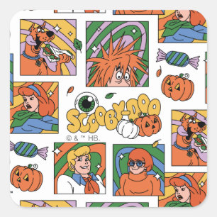 Scooby-Doo Halloween-Fotos Muster Quadratischer Aufkleber