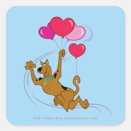 Scooby Doo - Heart Ballons Quadratischer Aufkleber (Vorderseite)