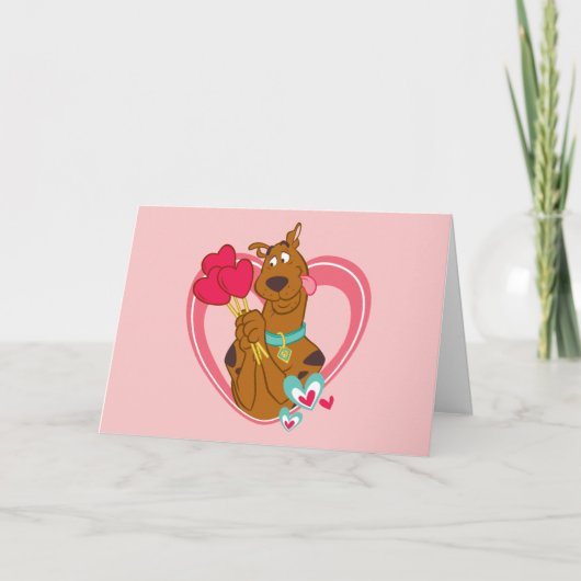 Scooby-Doo Holding Heart Lolipops Feiertagskarte (Vorderseite)