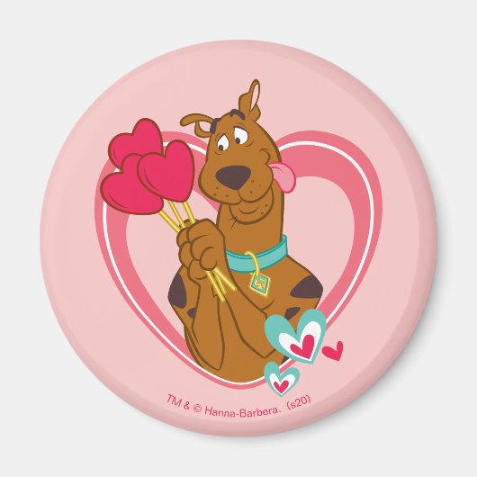 Scooby-Doo Holding Heart Lolipops Magnet (Vorne)