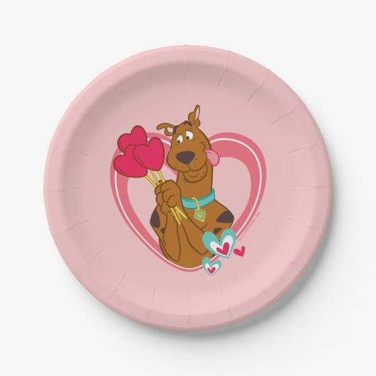 Scooby-Doo Holding Heart Lolipops Pappteller (Vorderseite)