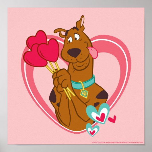 Scooby-Doo Holding Heart Lolipops Poster (Vorne)