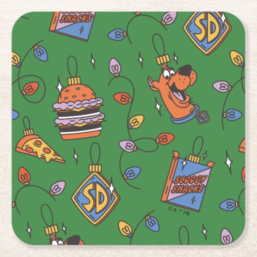 Scooby-Doo Holiday Snack Lichter Muster Rechteckiger Pappuntersetzer (Vorderseite)