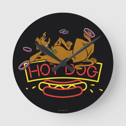 Scooby-Doo Hot Dog Neon Sign Runde Wanduhr (Vorderseite)