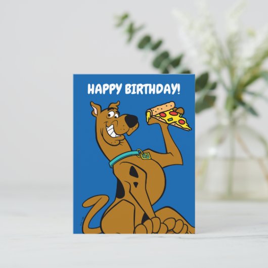 Scooby Doo mit Pizza Slice Postkarte (Stehend Vorderseite)