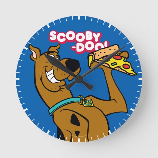 Scooby Doo mit Pizza Slice Runde Wanduhr (Vorderseite)