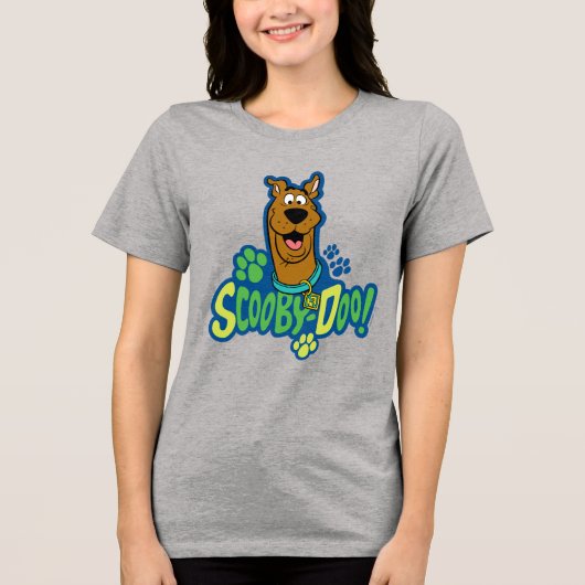 Scooby-Doo Paw Print Character Abzeichen Tri-Blend Shirt (Vorderseite)