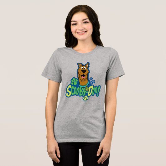 Scooby-Doo Paw Print Character Abzeichen Tri-Blend Shirt (Vorderseite voll)