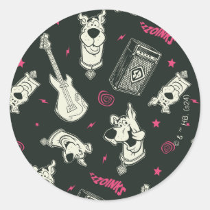 Scooby-Doo Punk Gitarre und Amp Muster Runder Aufkleber