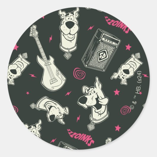 Scooby-Doo Punk Gitarre und Amp Muster Runder Aufkleber (Vorderseite)