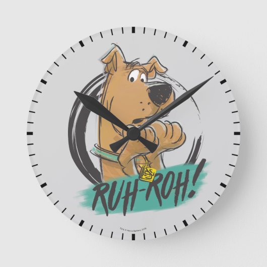 Scooby-Doo "Ruh Roh!" Marker Sketch Runde Wanduhr (Vorderseite)