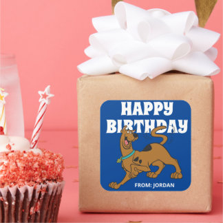 Scooby-Doo Schwanz Wag | Happy Birthday Quadratischer Aufkleber