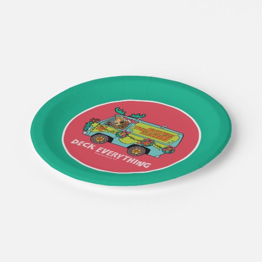 Scooby-Doo & Shaggy in der Holiday Mystery Machine Pappteller (Schrägansicht)