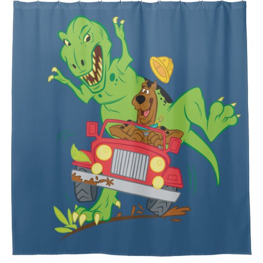 Scooby-Doo T-Rex-Angriff Duschvorhang (Vorderseite)