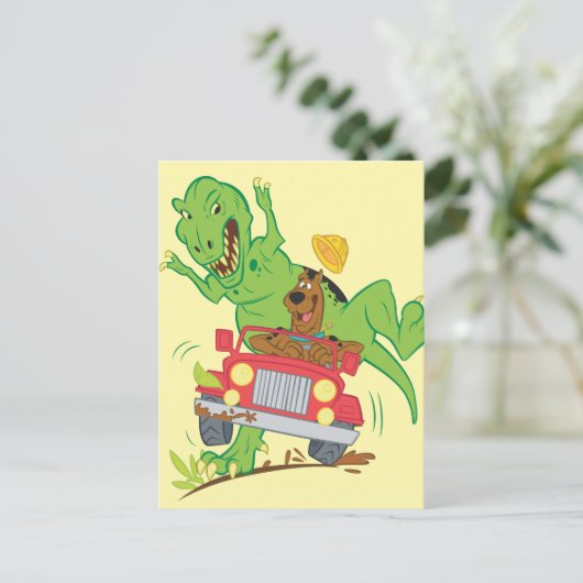 Scooby-Doo T-Rex-Angriff Postkarte (Stehend Vorderseite)