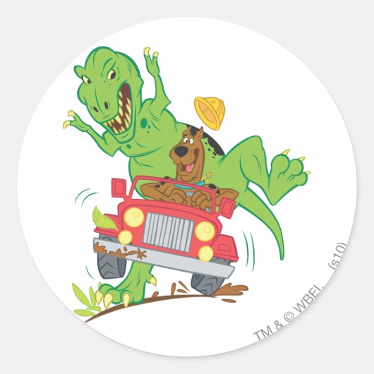 Scooby-Doo T-Rex-Angriff Runder Aufkleber (Vorderseite)