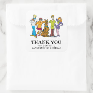 Scooby-Doo und die Gang zum Geburtstag Vielen Dank Quadratischer Aufkleber