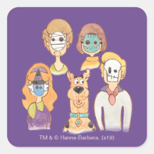 Scooby-Doo Unsere Halloween-Masken Quadratischer Aufkleber