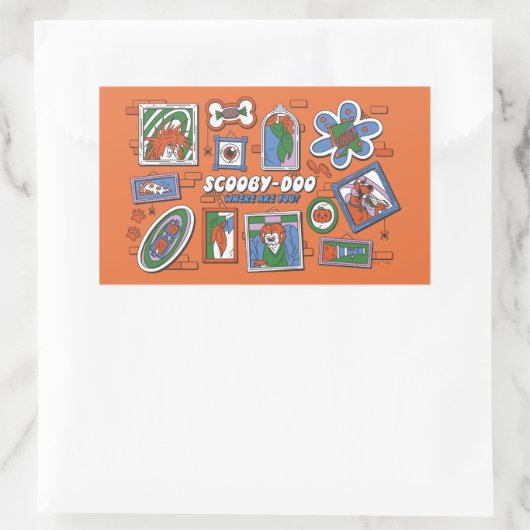 Scooby-Doo Wall of Halloween Picture Frames Rechteckiger Aufkleber (Tasche)