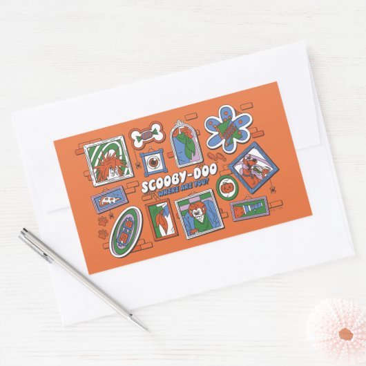 Scooby-Doo Wall of Halloween Picture Frames Rechteckiger Aufkleber (Umschlag)