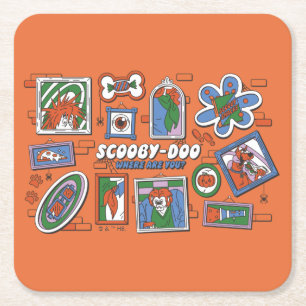 Scooby-Doo-Wand aus Halloween-Bilderrahmen Rechteckiger Pappuntersetzer