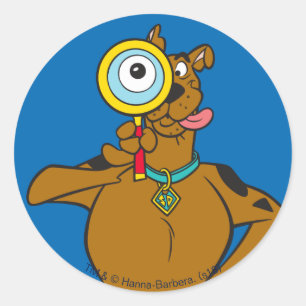 Scooby-Doo With Magnifying Glass Runder Aufkleber