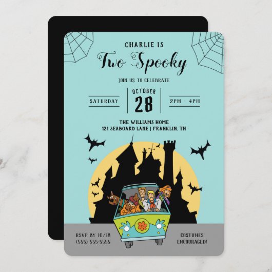 Scooby-Doo | Zwei grimmige Halloween Einladung (Vorne/Hinten)