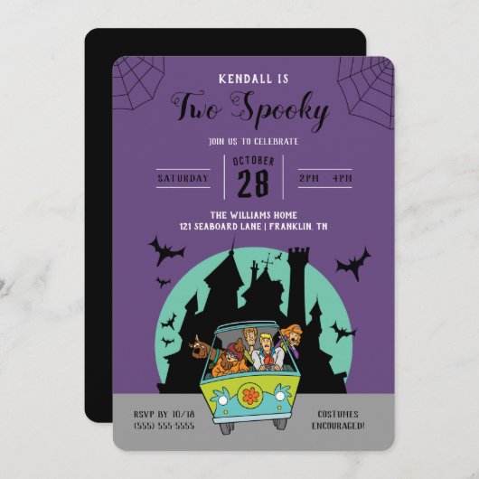 Scooby-Doo | Zwei grimmige Halloween Einladung (Vorne/Hinten)