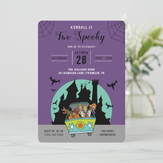 Scooby-Doo | Zwei grimmige Halloween Einladung (Stehend Vorderseite)