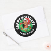 Scooby im Weihnachtskranz | PERSONALISIERT Runder Aufkleber (Umschlag)
