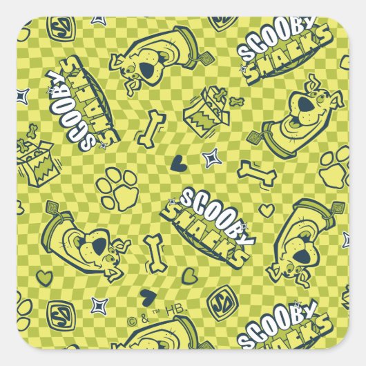 Scooby Snacks Galore Schachbrett Pattern Quadratischer Aufkleber (Vorderseite)