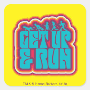 Scooby und die Gruppe "stehen auf u. lassen" Quadratischer Aufkleber