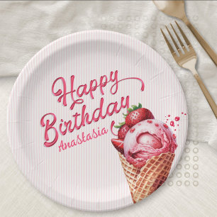 Scoop Eiscreme Mädchen Geburtstag jedes Alter Pappteller