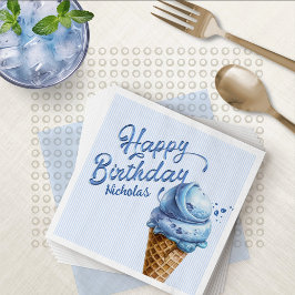 Scoop Ice Cream Boys jeden Alters Geburtstag Serviette