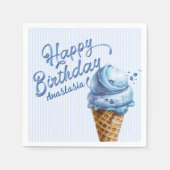 Scoop Ice Cream Boys jeden Alters Geburtstag Serviette (Vorderseite)