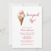 Scooped Up! Pink Ice Cream Bridal Shower Einladung (Vorderseite)