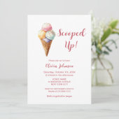 Scooped Up! Pink Ice Cream Bridal Shower Einladung (Stehend Vorderseite)